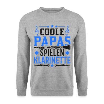 Coole Papas spielen Klarinette Klarinettenspieler - Unisex Pullover - Weißgrau meliert - Vorne - Alina (178cm) & Michal (187cm)