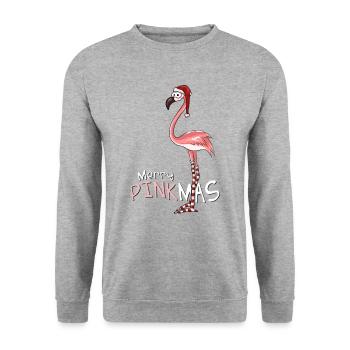 Joyeux Pinkmas Joyeux Noël flamant rose - Sweat-shirt Unisexe - gris chiné - Devant - Alina (178cm) & Michal (187cm)