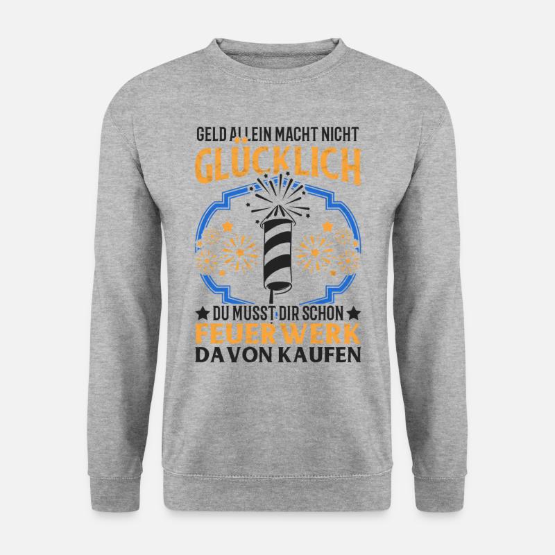 Feuerwerk Silvester Pyro Böller Spruch Geschenk - Unisex Pullover - Weißgrau meliert