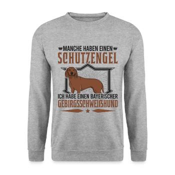 Bayerischer Gebirgsschweisshund BGS Jagdhund - Unisex Pullover - Weißgrau meliert - Vorne - Alina (178cm) & Michal (187cm)