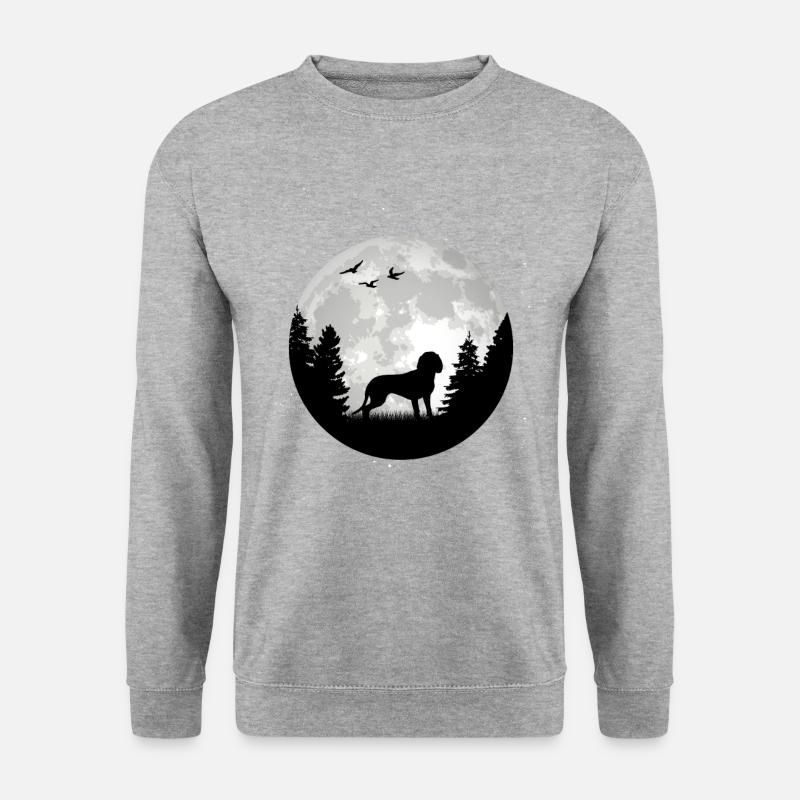 Hannoverscher Schweisshund Schweißhund Mond - Unisex Pullover - Weißgrau meliert