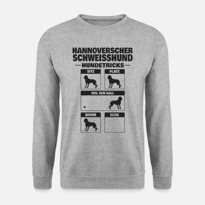 Hannoverscher Schweisshund Hundetricks Jagdhund - Unisex Pullover - Weißgrau meliert