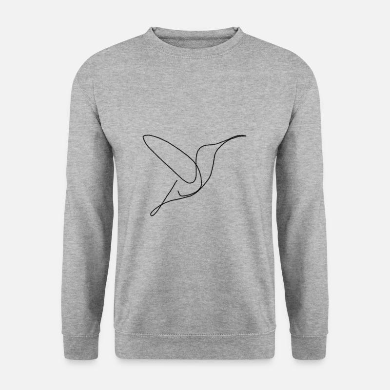 Strichgrafikvogel - Unisex Pullover - Weißgrau meliert
