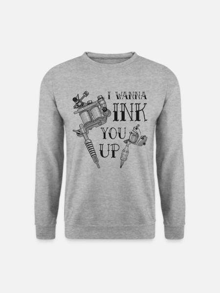 Tätowierer Tätowiernadel Tattoo Spruch Ink You Up - Unisex Pullover - Weißgrau meliert