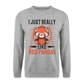 J'aime vraiment les pandas rouges le panda rouge - Sweat-shirt Unisexe - gris chiné - Devant - Alina (178cm) & Michal (187cm)
