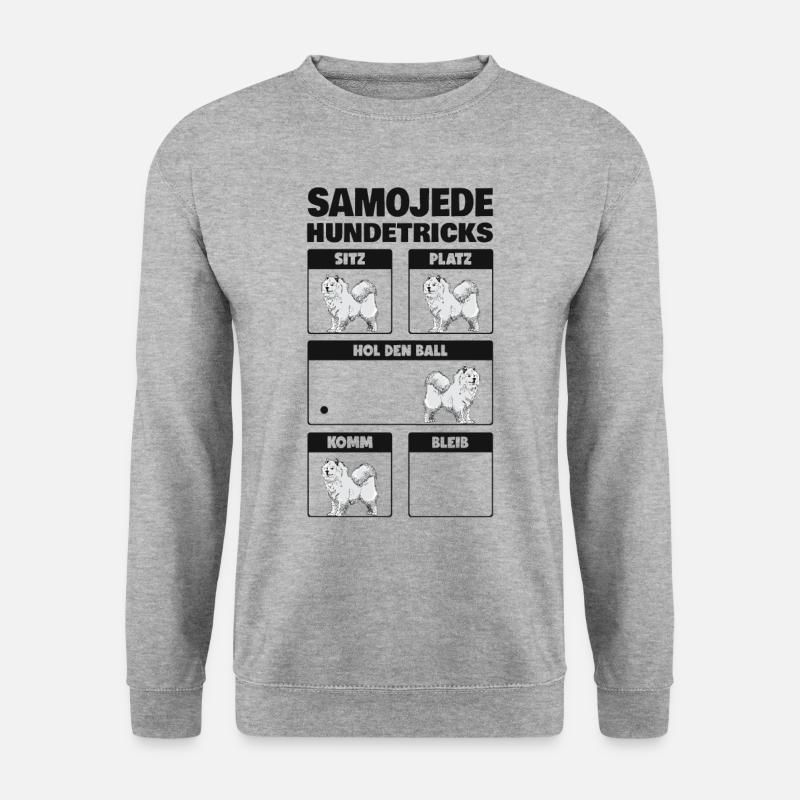 Samojede Hundetricks Schlittenhund Samojeden - Unisex Pullover - Weißgrau meliert