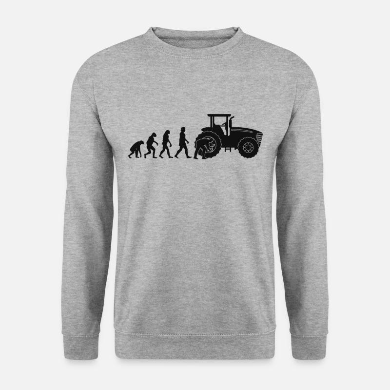 Landbrugsmaskiner mekaniker evolution traktor gave - Unisex sweater - hvidgrå meleret