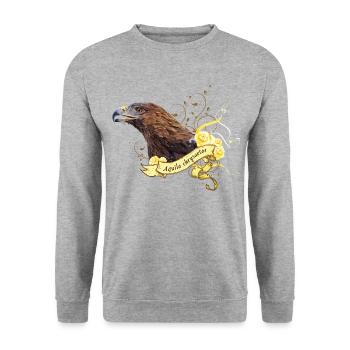 Steinadler - Unisex Pullover - Weißgrau meliert - Vorne - Alina (178cm) & Michal (187cm)