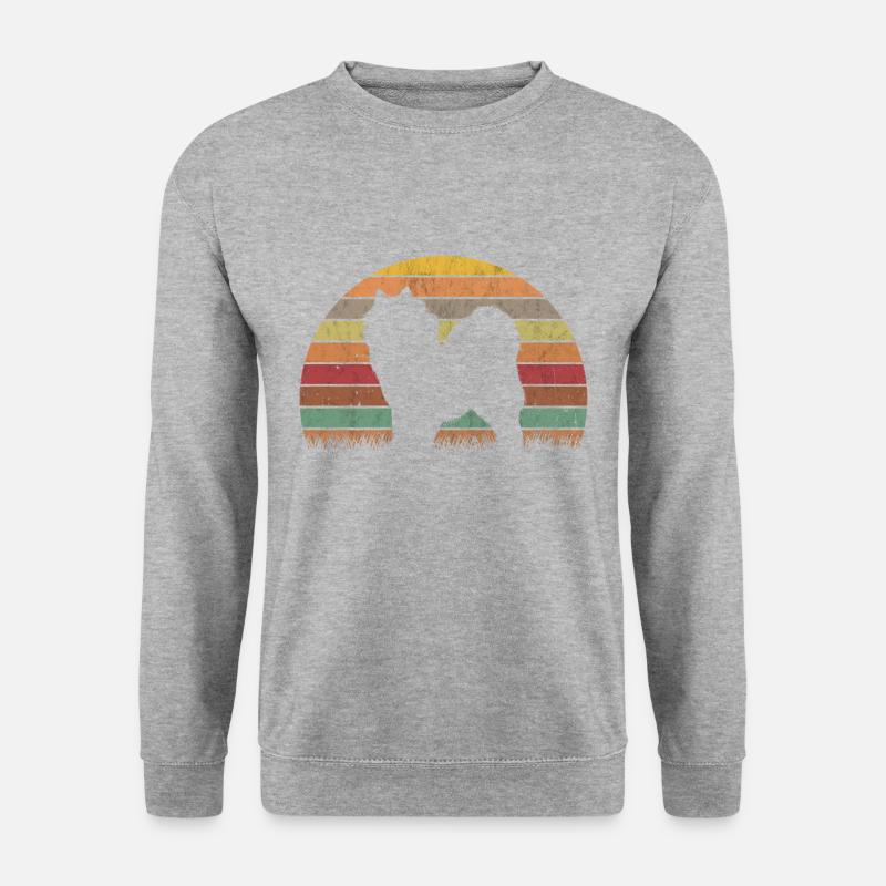Samojede Vintage Schlittenhund Samojeden - Unisex Pullover - Weißgrau meliert