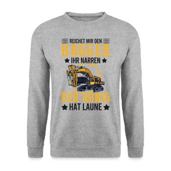 Baggerführer Bagger Spruch Baggerfahrer Geschenk - Unisex Pullover - Weißgrau meliert - Vorne - Alina (178cm) & Michal (187cm)