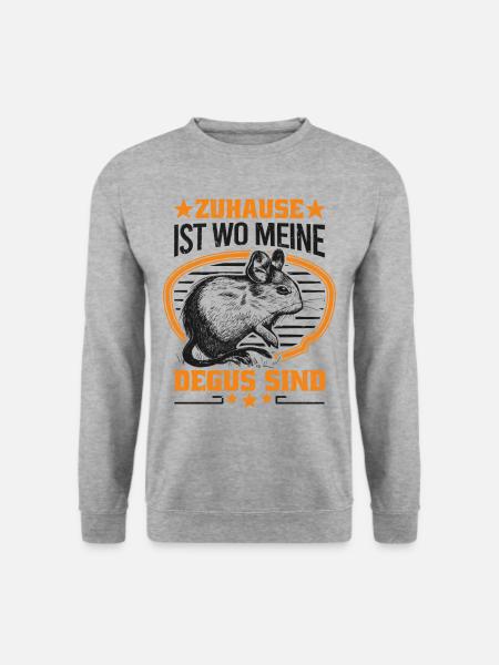 Zuhause ist wo meine Degus sind Degu Geschenk - Unisex Pullover - Weißgrau meliert