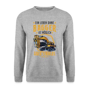Baggerführer Bagger Spruch Baggerfahrer Geschenk - Unisex Pullover - Weißgrau meliert - Vorne - Alina (178cm) & Michal (187cm)
