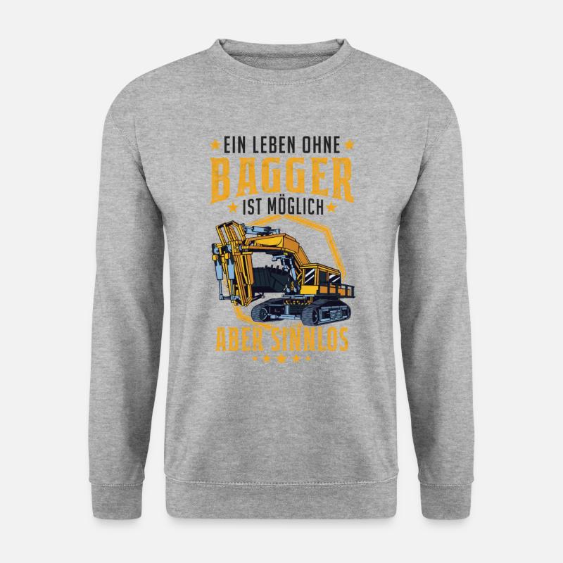 Baggerführer Bagger Spruch Baggerfahrer Geschenk - Unisex Pullover - Weißgrau meliert