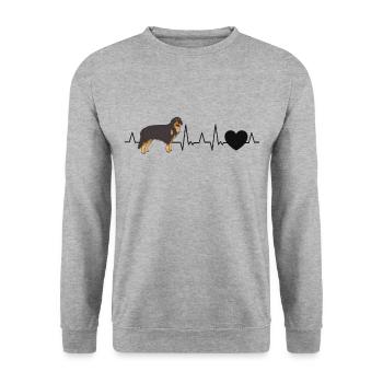 Hovawart Herzschlag Hundebesitzer Hunde Geschenk - Unisex Pullover - Weißgrau meliert - Vorne - Alina (178cm) & Michal (187cm)