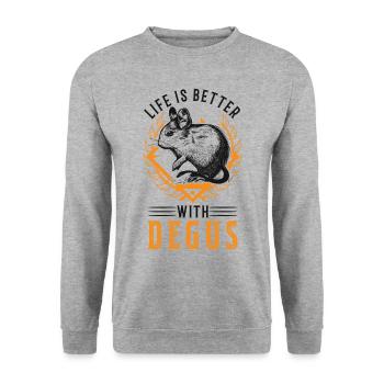 Life is better with Degus Degu gift - Unisex Sweatshirt - salt & pepper - Front - Alina (178cm) & Michal (187cm)