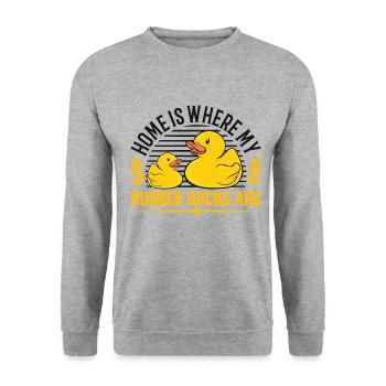 Home is where my Rubber ducks are rubber duck - Unisex Sweatshirt - salt & pepper - Front - Alina (178cm) & Michal (187cm)
