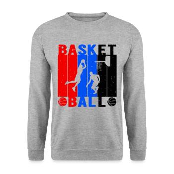 Basketball Spieler Jump Wurf - Unisex Pullover - Weißgrau meliert - Vorne - Alina (178cm) & Michal (187cm)