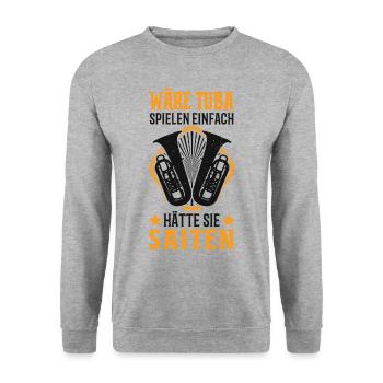 Tuba Blasorchester Tubaspieler Tubist Geschenk - Unisex Pullover - Weißgrau meliert - Vorne - Alina (178cm) & Michal (187cm)