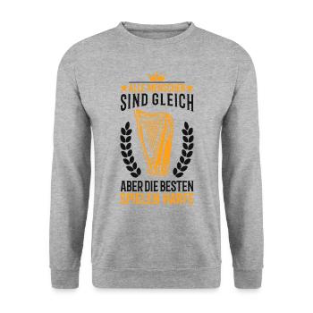 Harfenist Harfe Harfenistin Zither Instrument - Unisex Pullover - Weißgrau meliert - Vorne - Alina (178cm) & Michal (187cm)