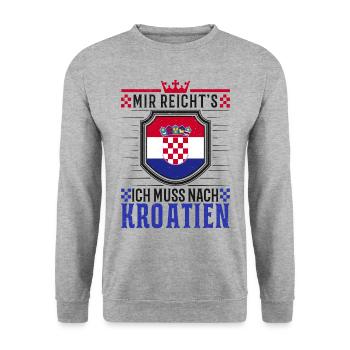 Mir reicht's Ich muss nach Kroatien Urlaub - Unisex Pullover - Weißgrau meliert - Vorne - Alina (178cm) & Michal (187cm)