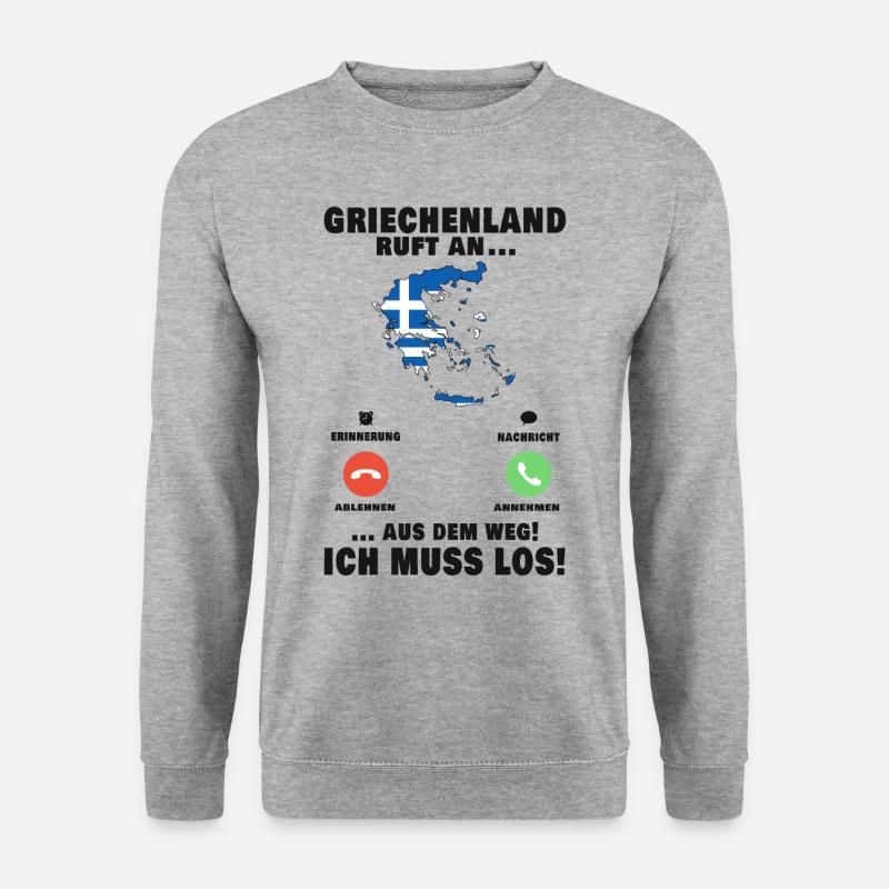 Griechenland Telefon Rhodos Urlaub Kreta Reise - Unisex Pullover - Weißgrau meliert
