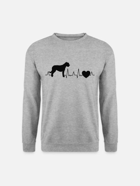 Irischer Wolfshund Herzschlag Irish Wolfhound - Unisex Pullover - Weißgrau meliert