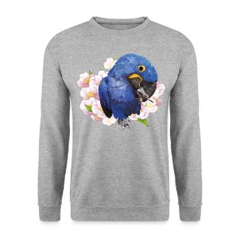 Hyacinth Macaw - Unisex Sweatshirt - salt & pepper - Front - Alina (178cm) & Michal (187cm)