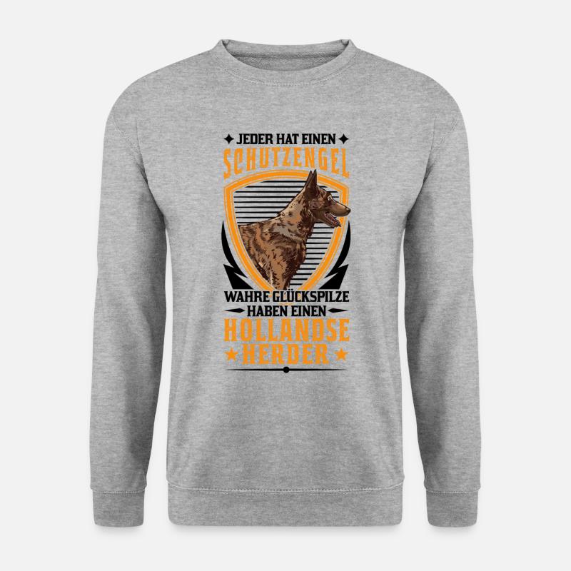 Hollandse Herder Spruch Holländischer Schäferhund - Unisex Pullover - Weißgrau meliert