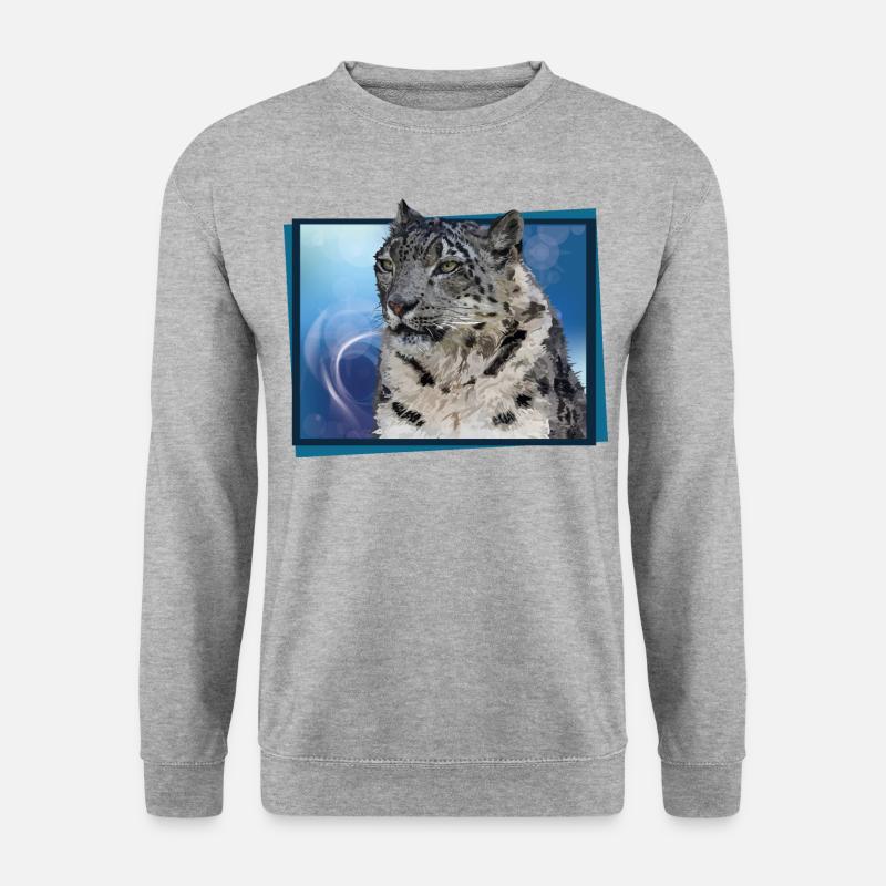 Schneeleopard - Unisex Pullover - Weißgrau meliert