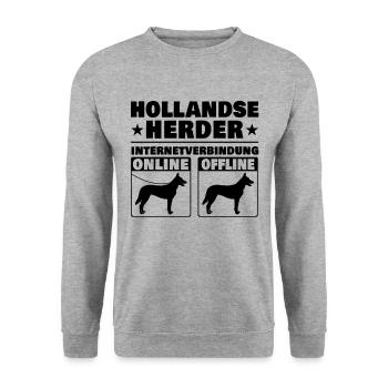 Hollandse Herder Spruch Holländischer Schäferhund - Unisex Pullover - Weißgrau meliert - Vorne - Alina (178cm) & Michal (187cm)