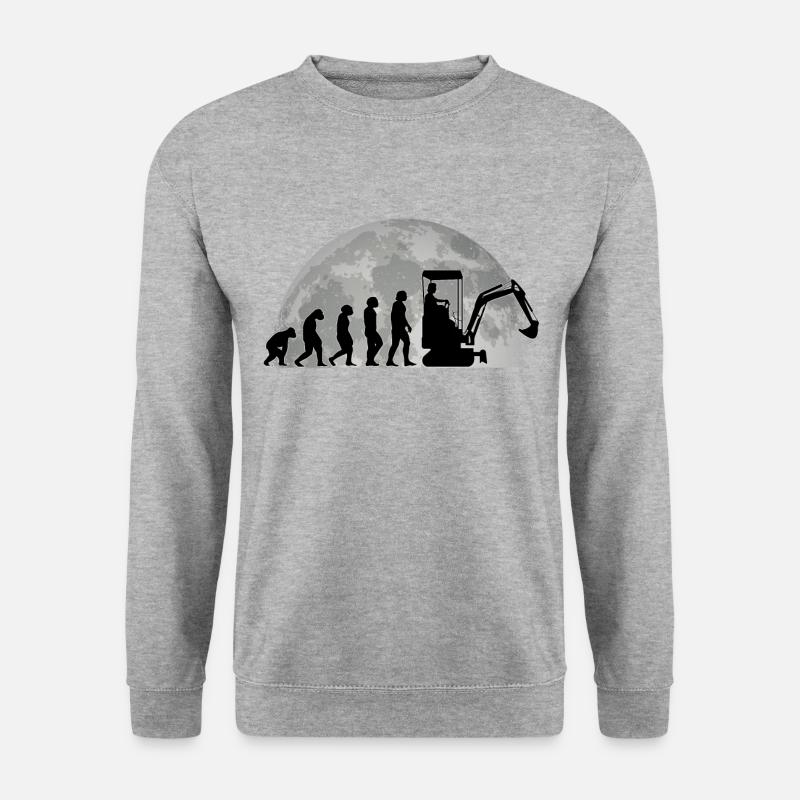 Baggerführer Bagger Evolution Mond Baggerfahrer - Unisex Pullover - Weißgrau meliert
