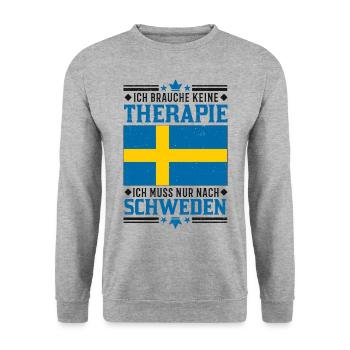 Schweden Urlaub Therapie Spruch Reise Geschenk - Unisex Pullover - Weißgrau meliert - Vorne - Alina (178cm) & Michal (187cm)