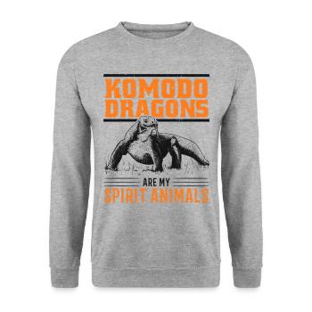 Komodo Dragon Spirit Animal Komodowaran - Unisex Pullover - Weißgrau meliert - Vorne - Alina (178cm) & Michal (187cm)