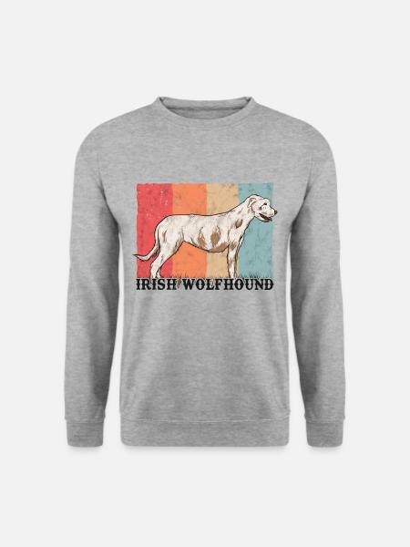 Irischer Wolfshund Retro Irish Wolfhound Vintage - Unisex Pullover - Weißgrau meliert