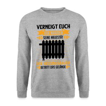 Heizungsbauer Majestät Heizung Heizungsbau - Unisex Pullover - Weißgrau meliert - Vorne - Alina (178cm) & Michal (187cm)