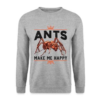 Ants make me happy ant farm ants gift - Unisex Sweatshirt - salt & pepper - Front - Alina (178cm) & Michal (187cm)