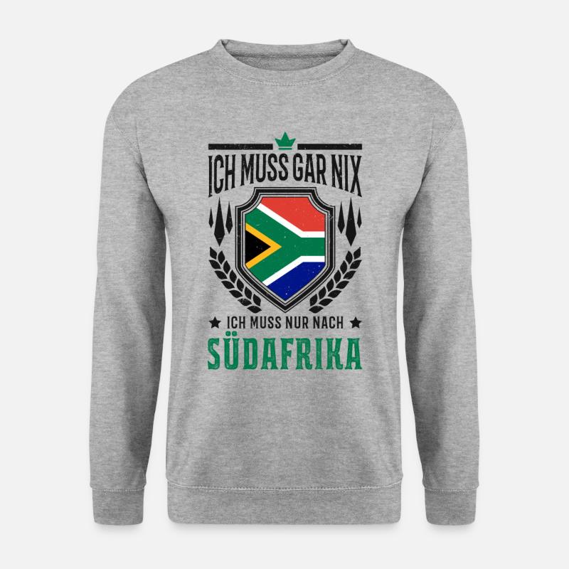 Ich muss gar nix Ich muss nur nach Südafrika Reise - Unisex Pullover - Weißgrau meliert