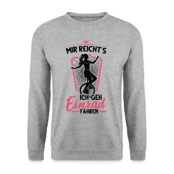 Mir reicht's Ich geh Einrad fahren Einradfahrerin - Unisex Pullover - Weißgrau meliert - Vorne - Alina (178cm) & Michal (187cm)