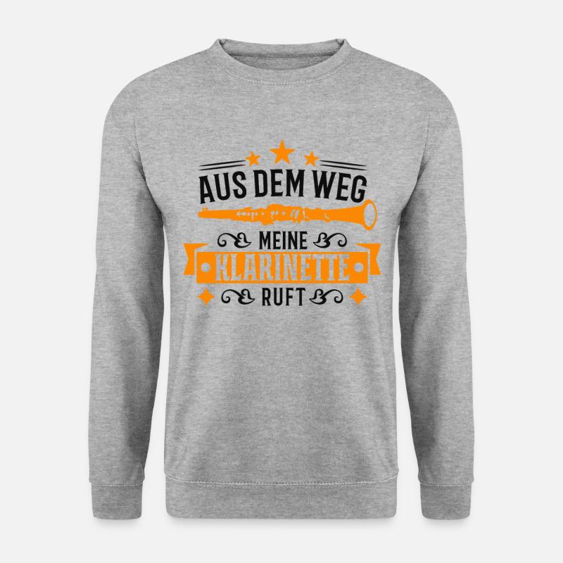 Aus dem Weg Meine Klarinette ruft Klarinettist - Unisex Pullover - Weißgrau meliert