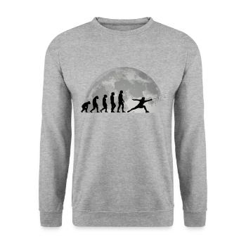 Fechten Evolution Mond Fechter Sportfechter - Unisex Pullover - Weißgrau meliert - Vorne - Alina (178cm) & Michal (187cm)
