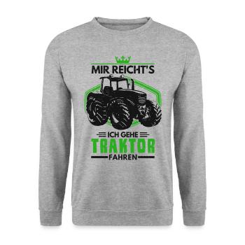 Mir reicht's Ich gehe Traktor fahren Traktorfahrer - Unisex Pullover - Weißgrau meliert - Vorne - Alina (178cm) & Michal (187cm)