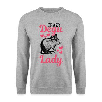 Crazy Degu Lady Nagetier Degu Mädchen - Unisex Pullover - Weißgrau meliert - Vorne - Alina (178cm) & Michal (187cm)