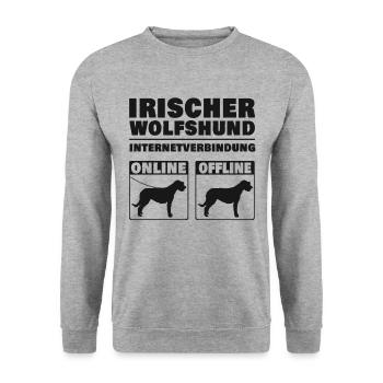 Irischer Wolfshund Internetverbindung bIrischer Wo - Unisex Pullover - Weißgrau meliert - Vorne - Alina (178cm) & Michal (187cm)