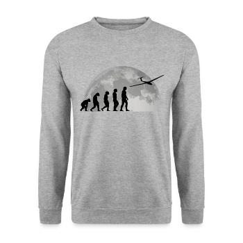 Segelflugzeug Evolution Mond Segelflieger - Unisex Pullover - Weißgrau meliert - Vorne - Alina (178cm) & Michal (187cm)