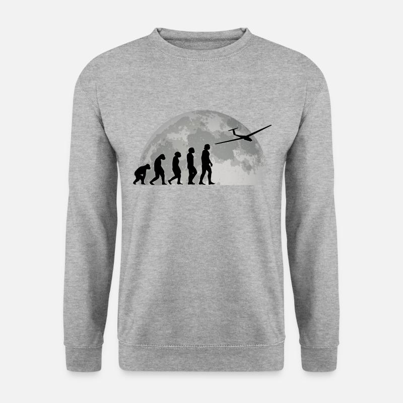 Segelflugzeug Evolution Mond Segelflieger - Unisex Pullover - Weißgrau meliert