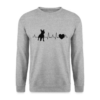 Bullterrier Herzschlag Hundebesitzer Bull terrier - Unisex Pullover - Weißgrau meliert - Vorne - Alina (178cm) & Michal (187cm)