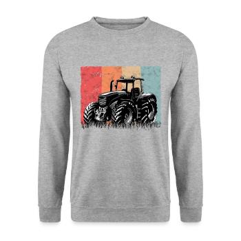 Traktor Vintage Traktorfahrer Landwirt Bauer - Unisex Pullover - Weißgrau meliert - Vorne - Alina (178cm) & Michal (187cm)