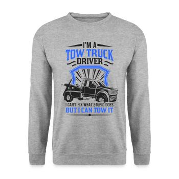 Abschleppwagen Abschleppwagenfahrer Geschenk - Unisex Pullover - Weißgrau meliert - Vorne - Alina (178cm) & Michal (187cm)