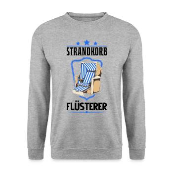 Strandkorb Flüsterer Nordsee Sylt Ostsee Strand - Unisex Pullover - Weißgrau meliert - Vorne - Alina (178cm) & Michal (187cm)