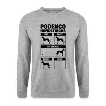Podenco Hundetricks Windhund Ibizan Hound - Unisex Pullover - Weißgrau meliert - Vorne - Alina (178cm) & Michal (187cm)